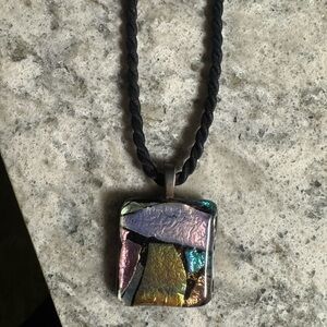 Dichroic Glass Pendant Necklace